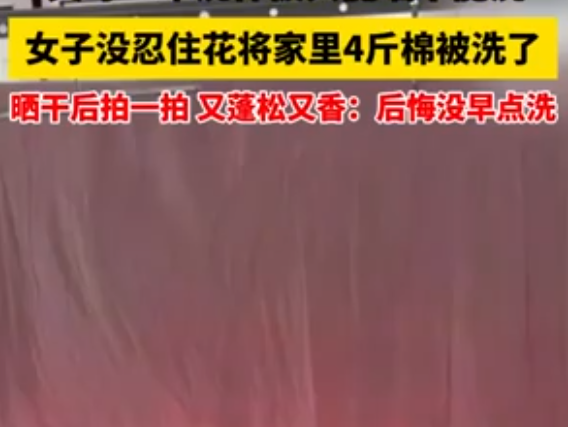 倔強(qiáng)女子花近兩小時(shí)洗4斤重棉被 為什么引熱議？